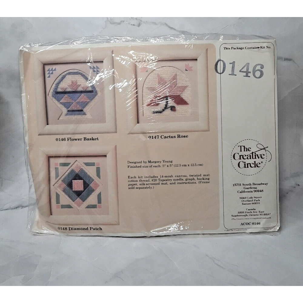 Vintage The Creative Circle Long Stitch Kit 0146 Flower Basket 5x5